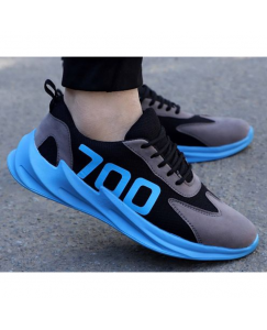 Mens Black and Blue  Walking Breathable Comfort Sports Sneaker